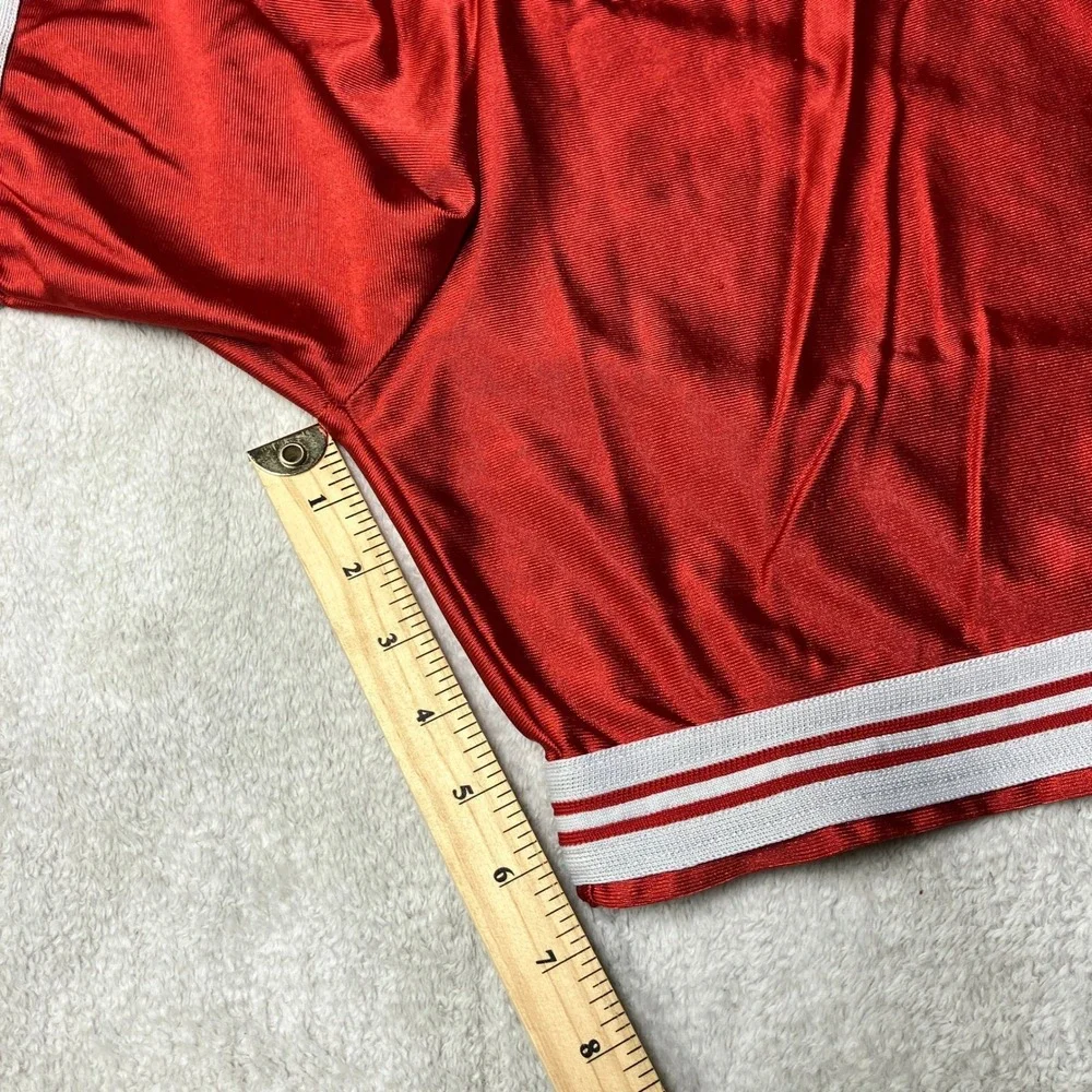 Vintage Red Shiny Silky Dazzle Basketball Shorts Made in Canada Mens Medium